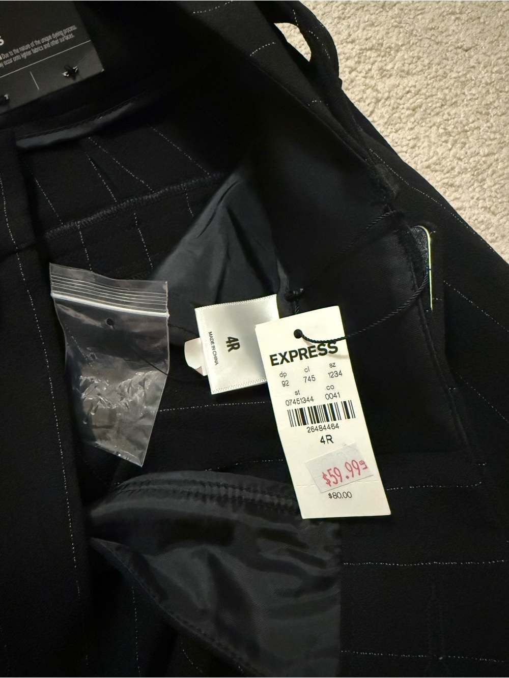 Express women’s Black Pinstripe Dress Pants with Belt - Picture 3 of 4